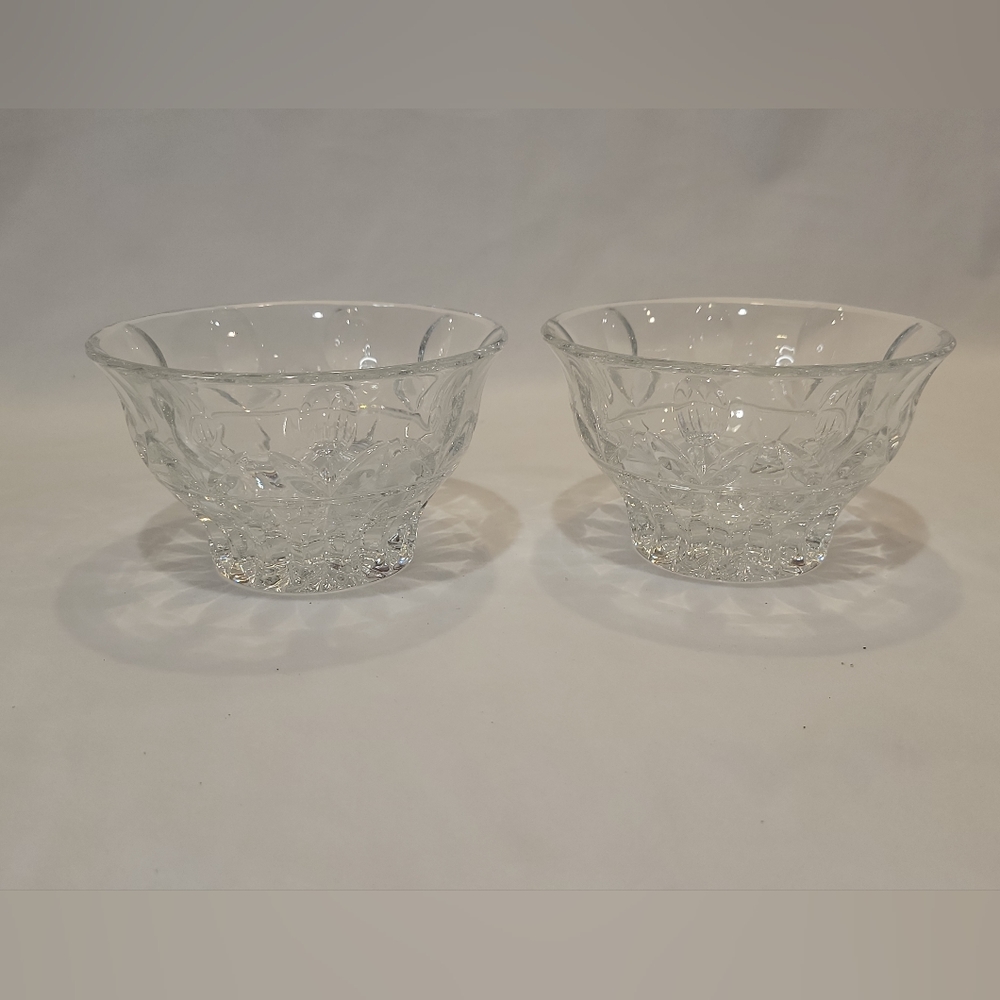 Block Mouth Blown 24% Full Lead, Hand Cut Crystal Bowls "Tulip Garden".